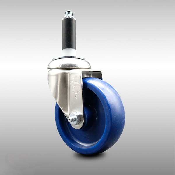 4 Inch 316SS Solid Polyurethane Wheel Swivel 3/4 Inch Expanding Stem Caster